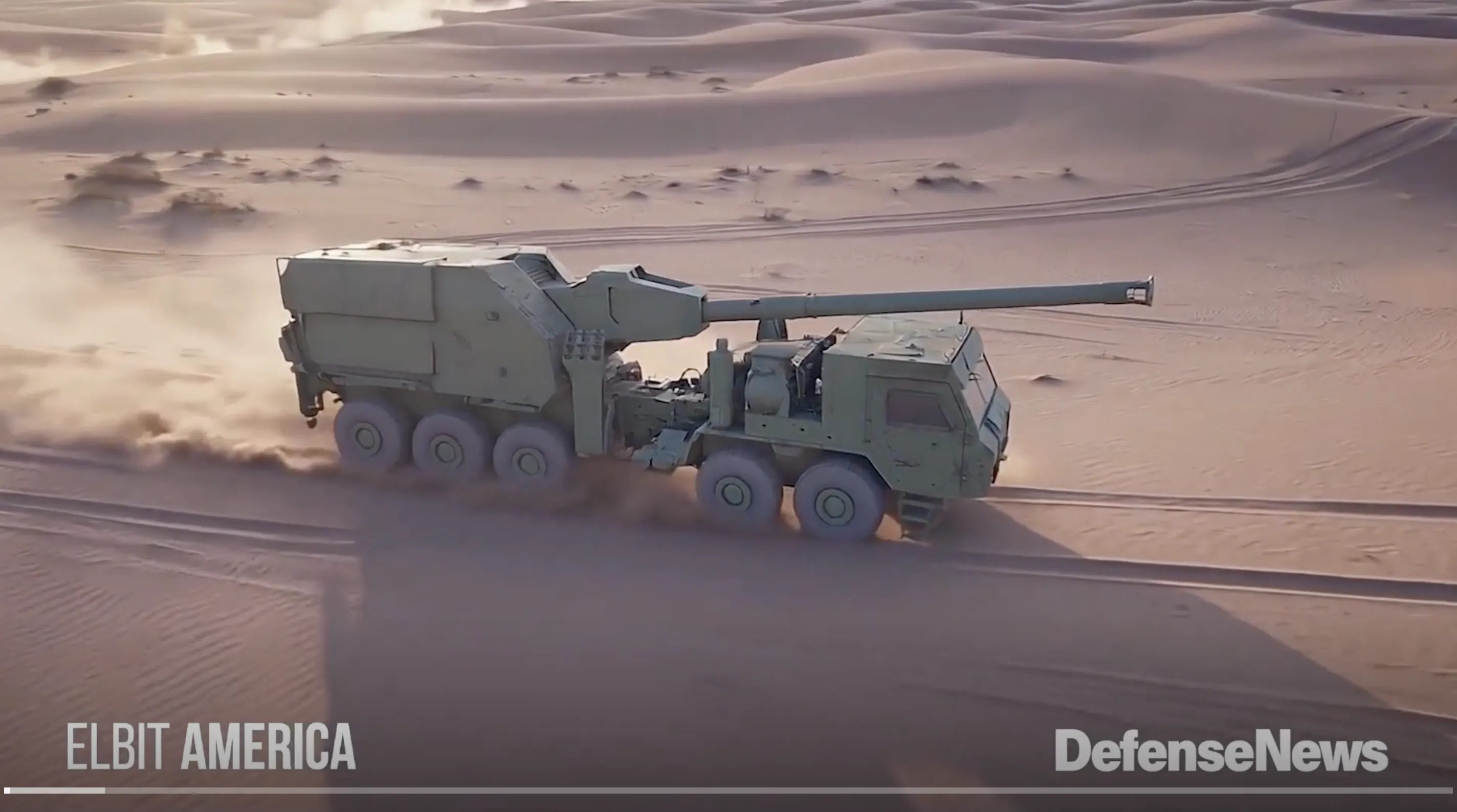 News showing Elbit's recently released "combat proven" Sigma mobile Howitzer platform at AUSA Global Force - image from Defense News